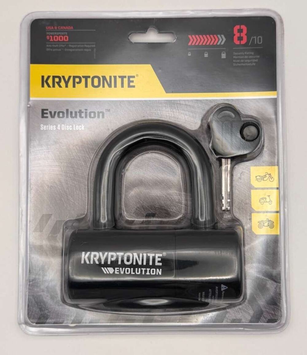 Kryptonite Evolution Series 4 Disc Lock Motorcycle Scooter ATV Security Lock New